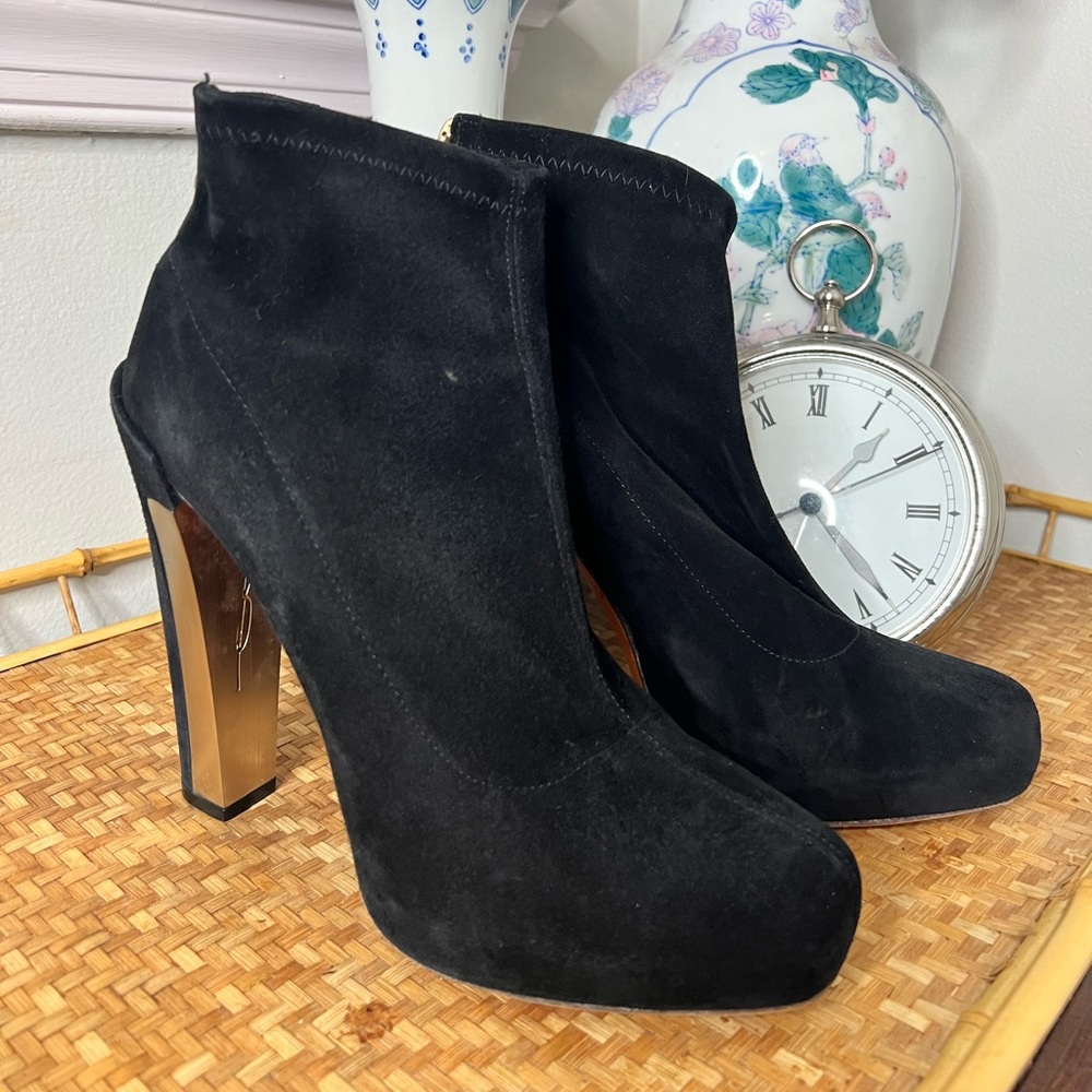 Brian Atwood black suede heeled booties